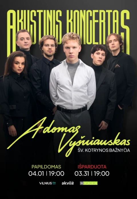 Buy tickets Adomas Vyšniauskas – akustinis koncertas – papildomas Vilnius, Šv. Kotrynos bažnyčia April 01