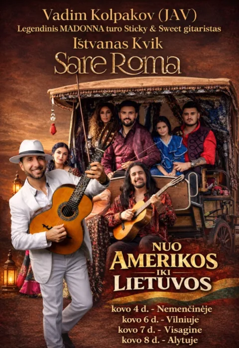 Pirkti bilietus SARE ROMA, Ištvano Kvik ir gitaros virtuozo, Madonnos turo Sticky & Sweet gitaristo Vadim Kolpakov (JAV) koncertas Alytus, Alytaus kultūros centras Kovas 08
