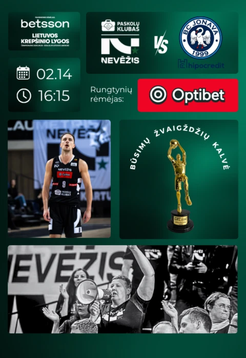 Pirkt biļetes LKL rungtynės: Kėdainių „Nevėžis“ – Jonavos „Jonava“ Kėdainiai, Kėdainių arena Februāris 14