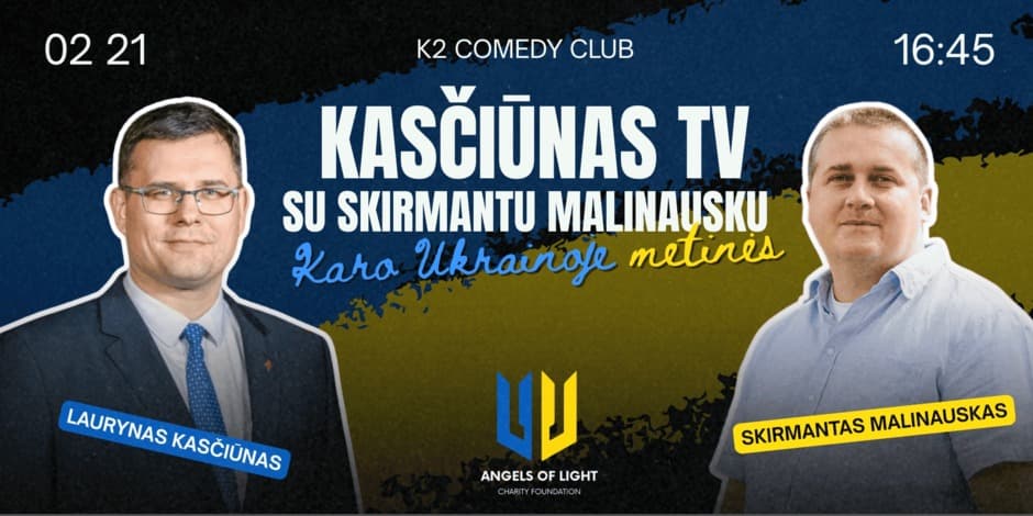 Pirkti bilietus „Kasčiūnas TV“ su Skirmantu Malinausku | Paramos Ukrainai renginys Vilnius, K2 Comedy Club Vasaris 21