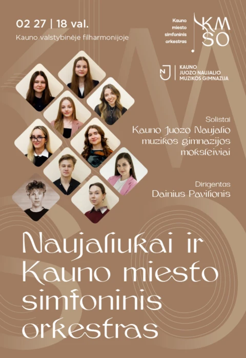 Pirkt biļetes NAUJALIUKAI IR KAUNO MIESTO SIMFONINIS ORKESTRAS Kaunas, Kauno valstybinė filharmonija Februāris 27