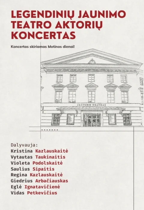 Pirkti bilietus Legendinių Jaunimo teatro aktorių koncertas Motinos dienai Panevėžys, Bistrampolio dvaras Gegužė 03