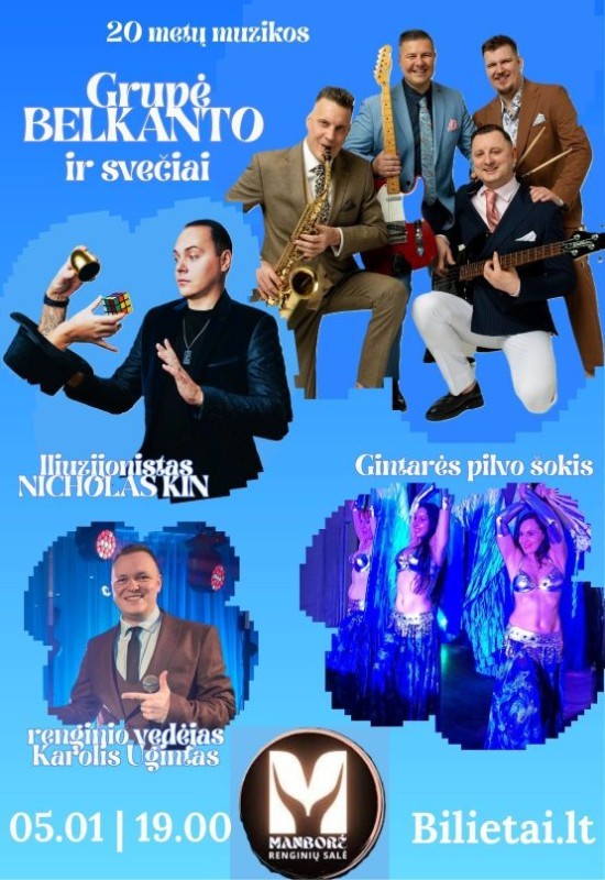 Buy tickets Grupės Belkanto gyvo garso muzikinis vakaras | Kaunas Kaunas, Renginių salė Manborė Gegužė 01