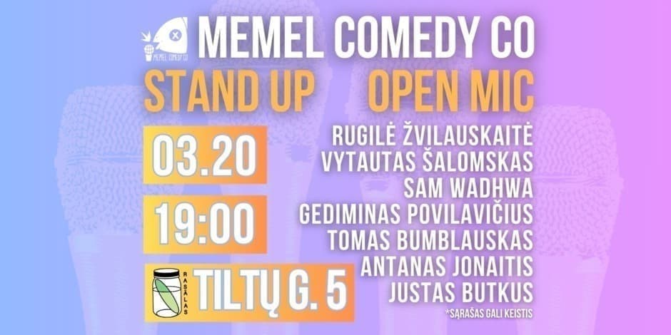 Pirkti bilietus STAND UPOpen Mic - Memel Comedy Co - (03.20) Klaipėda / baras Rasãlas Klaipėda, Baras Rasãlas Kovas 20