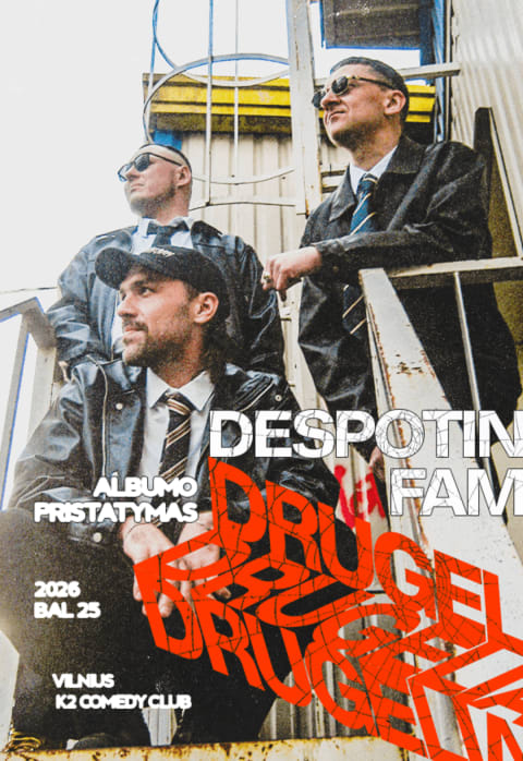 Pirkt biļetes Despotin Fam | DRUGELIAI | Albumo pristatymas Vilnius, K2 Comedy Club Aprīlis 25-26