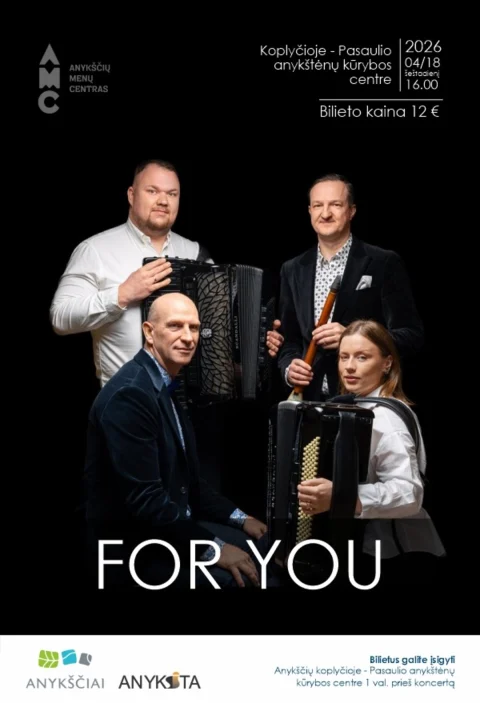 Pirkti bilietus Mėlynaki, Nemunėli | Vokalinis-instrumentinis ansamblis „For You“ Anykščiai, Anykščių koplyčia Balandis 18