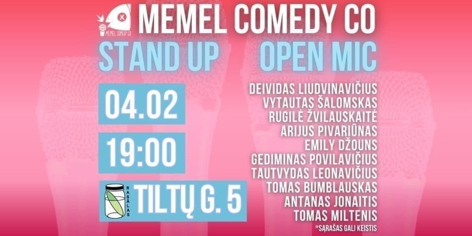 Pirkti bilietus STAND UPOpen Mic - Memel Comedy Co - (04.02) Klaipėda / baras Rasãlas Klaipėda, Baras Rasãlas Balandis 02