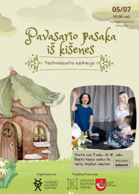 Pirkt biļetes Teatralizuota edukacija „Pavasario pasakos iš kišenės“ Tauragė, Tauragės pilies kiemelis Maijs 07