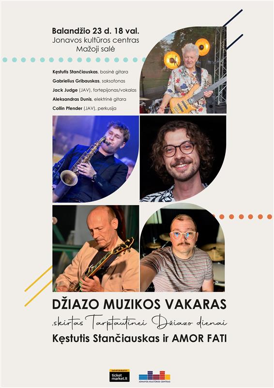 Buy tickets Džiazo muzikos vakaras Jonava, Jonavos kultūros centro mažoji salė April 23
