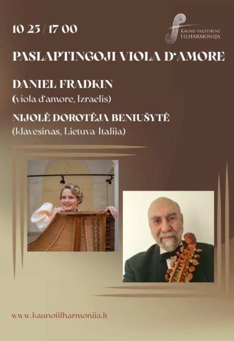 Pirkt biļetes PASLAPTINGOJI VIOLA D‘AMORE Kaunas, Kauno valstybinė filharmonija Oktobris 25