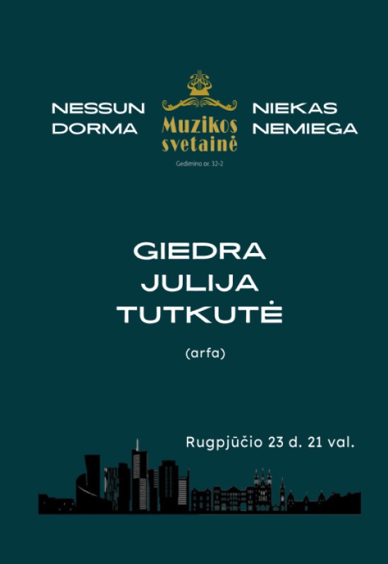 Buy tickets SERENADOS: Giedra Julija TUTKUTĖ (arfa) Vilnius, MUZIKOS SVETAINĖ August 23