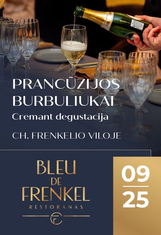 Купить билеты Prancūzijos burbuliukai. Cremant degustacija | Šiauliai Šiauliai, Restoranas BLEU DE FRENKEL Сентябрь 25