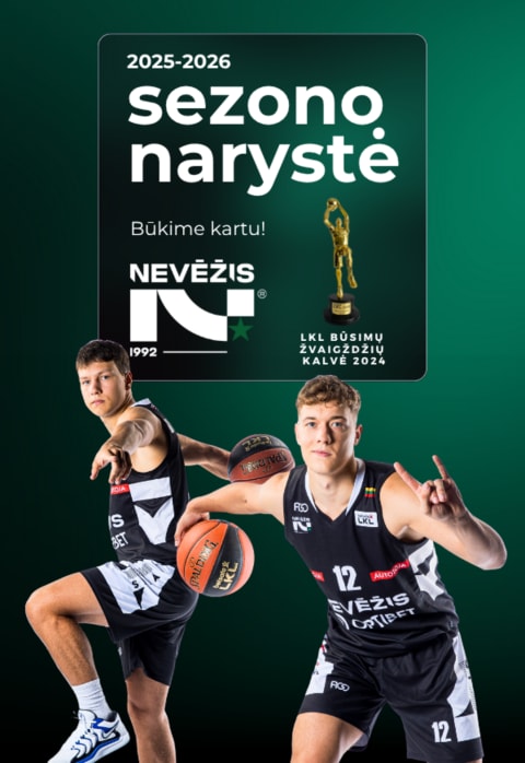 Pirkti bilietus 2025–2026 m. krepšinio klubo NEVĖŽIS sezono abonementas Kėdainiai, Kėdainių arena Rugsėjis 01 - Birželis 30