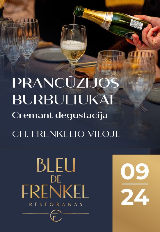 Pirkt biļetes Prancūzijos burbuliukai. Cremant degustacija | Šiauliai Šiauliai, Restoranas BLEU DE FRENKEL Septembris 24