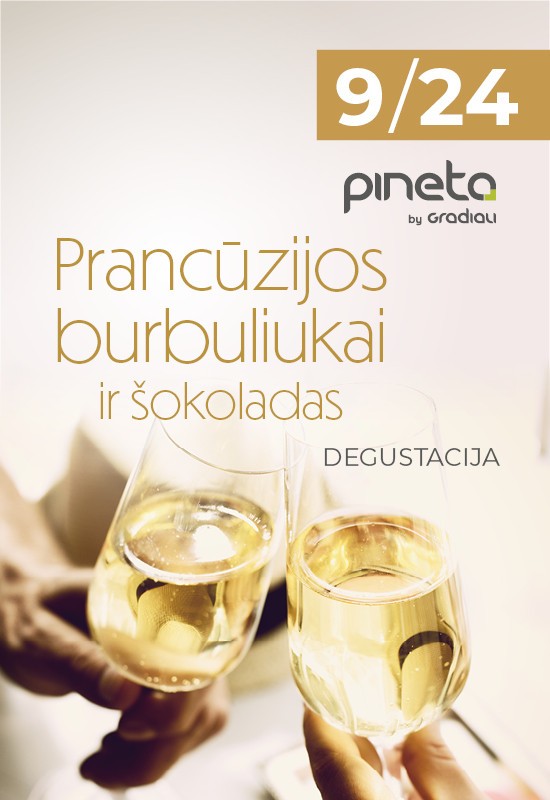 Купить билеты Prancūzijos burbuliukai ir šokoladas. Cremant degustacija | Palanga Palanga, Restoranas PINETA | Sanatorija GRADIALI Сентябрь 24