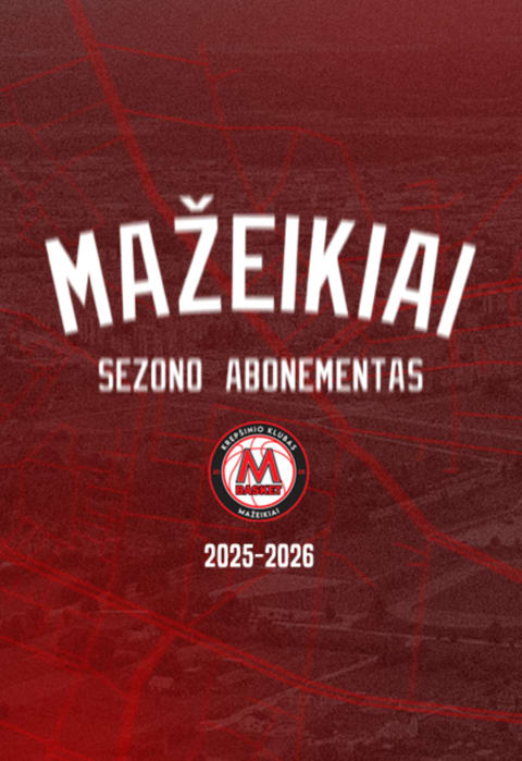 Pirkti bilietus Mažeikių „M Basket“ 2025-2026 m. sezono abonementas Mažeikiai, Mažeikių Ventos progimnazijos sporto salė Rugsėjis 01 - Birželis 30