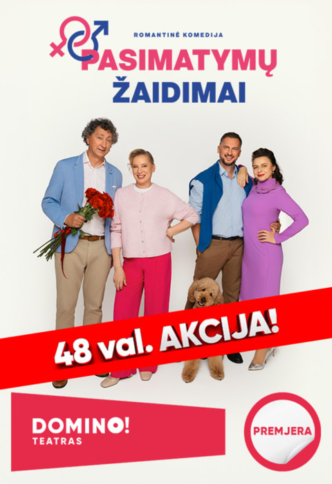 Pirkt biļetes DOMINO teatras | premjera PASIMATYMŲ ŽAIDIMAI Šiauliai, Šiaulių kultūros centras Decembris 11