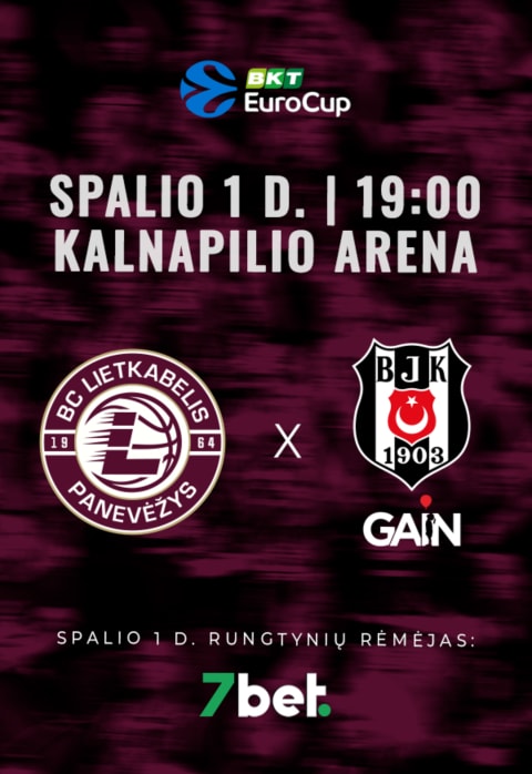 Buy tickets EuroCup rungtynės: Panevėžio „Lietkabelis“ – Stambulo „Bešiktaš“ Panevėžys, Kalnapilio arena October 01