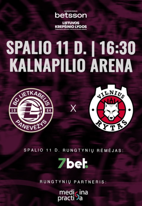 Купить билеты LKL rungtynės: Panevėžio „Lietkabelis“ – Vilniaus „Rytas“ Panevėžys, Kalnapilio arena Октябрь 11