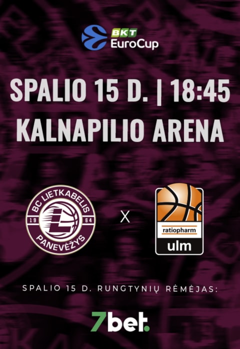 Pirkti bilietus EuroCup rungtynės: Panevėžio „Lietkabelis“ – Ulmo „Ratiopharm“ Panevėžys, Kalnapilio arena Spalis 15