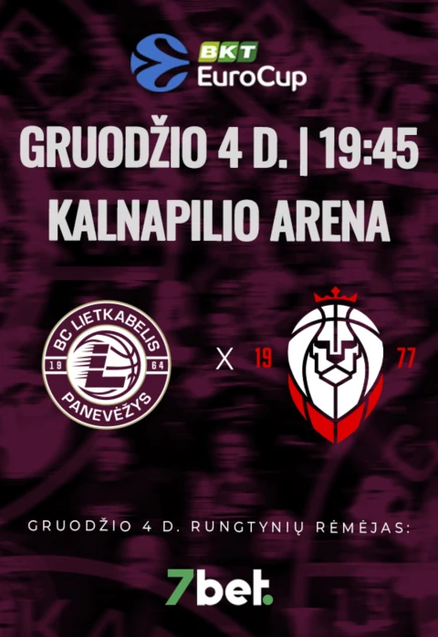 Buy tickets EuroCup rungtynės: Panevėžio „Lietkabelis“ –  Londono „Lions“ Panevėžys, Kalnapilio arena December 04