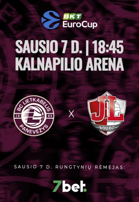 Pirkti bilietus EuroCup rungtynės: „Lietkabelis“ – Breso Burgo „JL“ Panevėžys, Kalnapilio arena Sausis 07