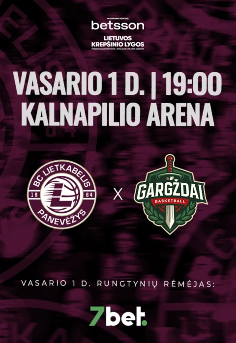 Buy tickets LKL rungtynės: Panevėžio „Lietkabelis“ – Gargždų „Gargždai“ Panevėžys, Kalnapilio arena February 01