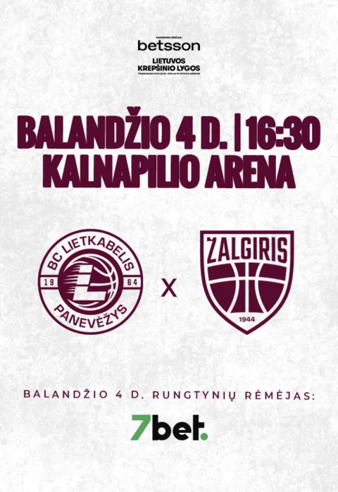 Купить билеты LKL rungtynės: Panevėžio „Lietkabelis“ – Kauno „Žalgiris“ Panevėžys, Kalnapilio arena Апрель 04