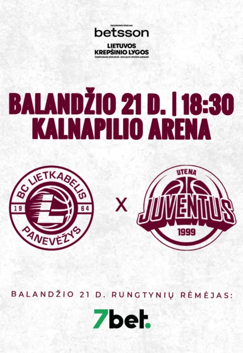 Pirkti bilietus LKL rungtynės: Panevėžio „Lietkabelis“ – Utenos „Juventus“ Panevėžys, Kalnapilio arena Balandis 21
