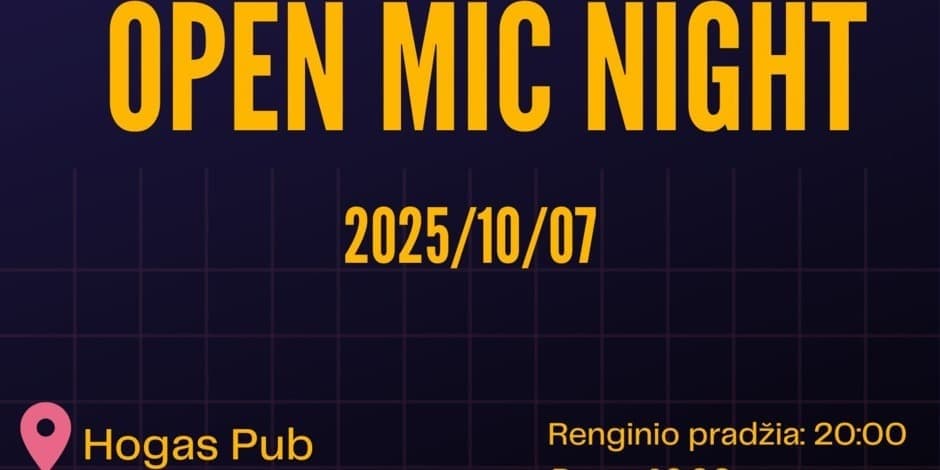 Купить билеты Open Mic Vakaras Kaunas, Hogas Pub Октябрь 07