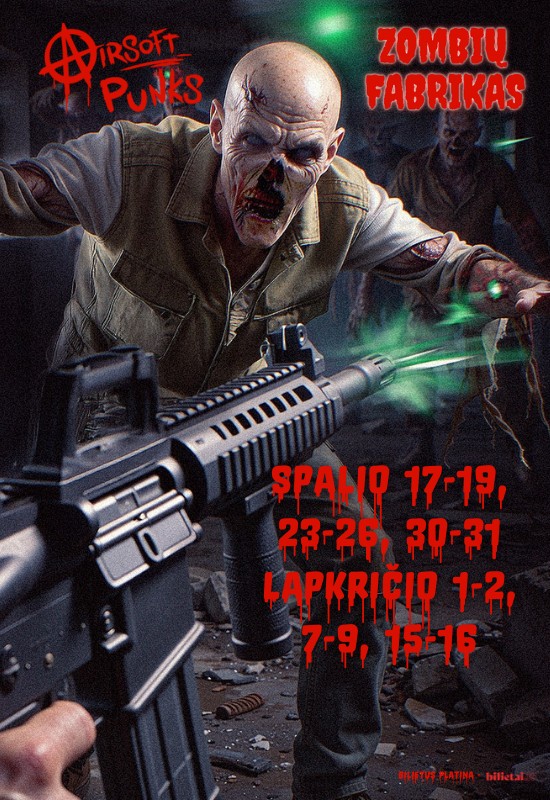 Buy tickets Zombių Fabrikas | Dienos bilietas Vilnius, Buvusi Audėjo baldų gamykla October 17