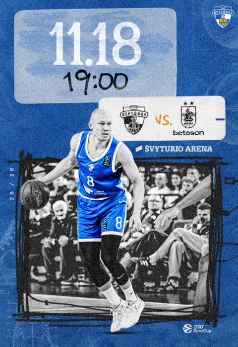 Buy tickets BKT EuroCup: Klaipėdos „Neptūnas“ - Salonikų „Aris” Klaipėda, Klaipėdos Švyturio arena November 18