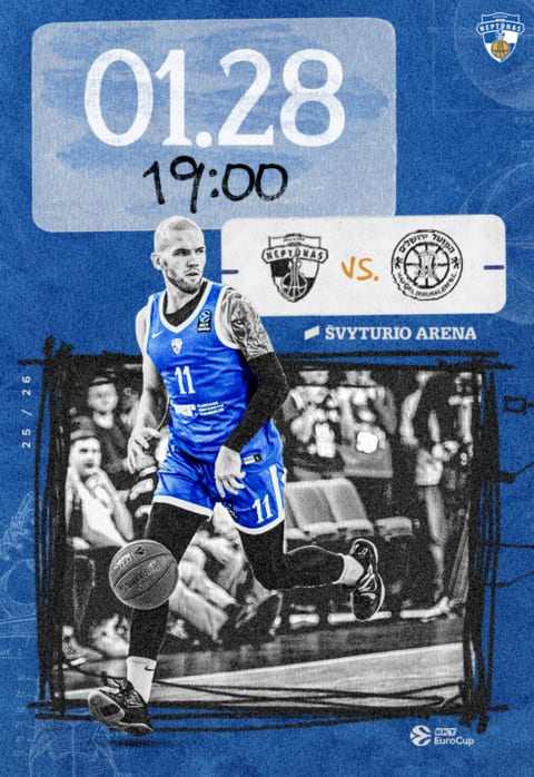 Pirkti bilietus BKT EuroCup: Klaipėdos „Neptūnas“ - Jeruzalės „Hapoel Bank Yahav” Klaipėda, Klaipėdos Švyturio arena Sausis 28