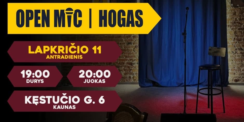 Buy tickets Open mic Komedijos Vakaras Kaunas, Hogas Pub November 11