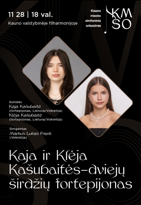 Pirkti bilietus KAJA IR KLĖJA KAŠUBAITĖS – DVIEJŲ ŠIRDŽIŲ FORTEPIJONAS Kaunas, Kauno valstybinė filharmonija Lapkritis 28