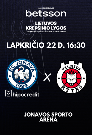 Pirkt biļetes Jonava Hipocredit - Rytas Jonava, Jonavos sporto arena Novembris 22