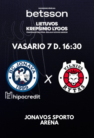 Купить билеты Jonava Hipocredit - Rytas (pakeistas laikas) Jonava, Jonavos sporto arena Февраль 07