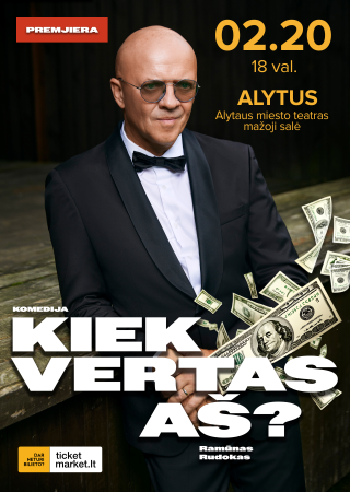Купить билеты RAMŪNO RUDOKO komedija „Kiek vertas AŠ“ Alytus, Alytaus miesto teatras (mažoji salė) Февраль 20