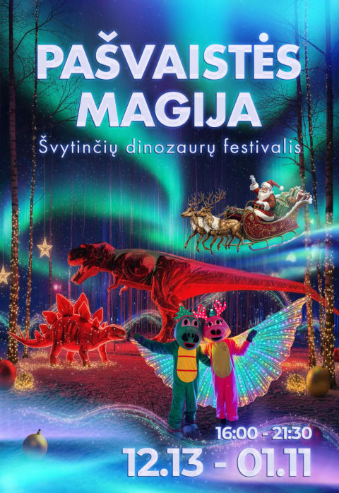 Pirkt biļetes Pašvaistės magija: švytinčių dinozaurų festivalis Klaipėda, Dinozaurų parkas Dino.lt Radailiai Decembris 13 - Janvāris 11