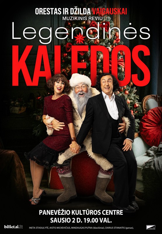Купить билеты (Panevėžys) Muzikinis reviu LEGENDINĖS KALĖDOS | ORESTAS IR DŽILDA VAIGAUSKAI Panevėžys, Panevėžio kultūros centras Январь 02