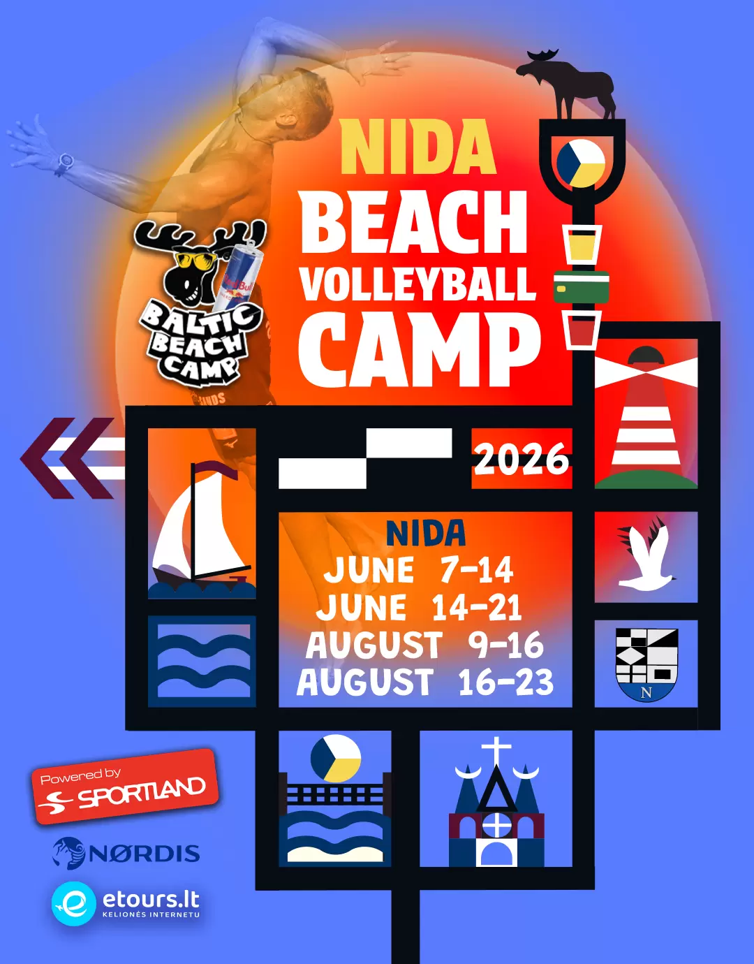 Pirkti bilietus BALTIC BEACH CAMP 2026 – paplūdimio tinklinio ir patyrimų stovykla Nidoje Nida, Nidos centrinis paplūdimys Birželis 14-21