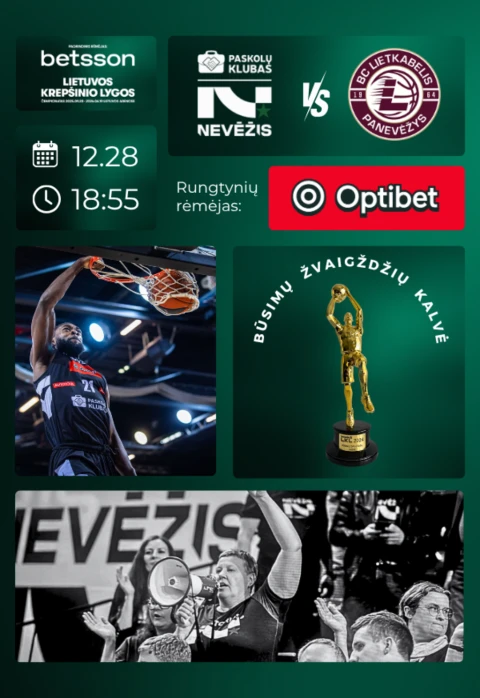 Pirkti bilietus LKL rungtynės: Kėdainių „Nevėžis“ –  Panevėžio „Lietkabelis“ Kėdainiai, Kėdainių arena Gruodis 28