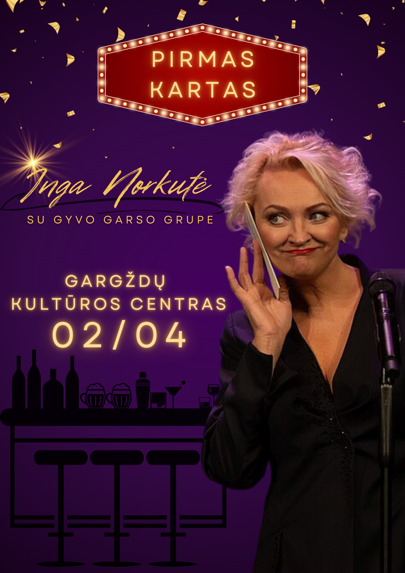 Pirkti bilietus PREMJERA! Inga Norkutė | Pirmas kartas Gargždai, Gargždų kultūros centro „4 VANDENŲ“ renginių salė Vasaris 04