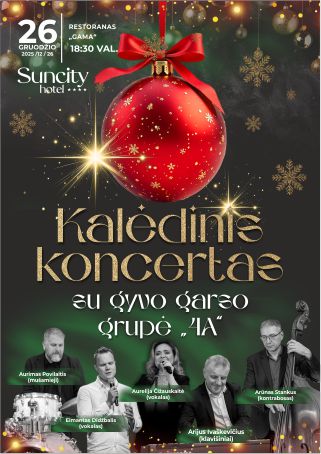 Pirkti bilietus Kalėdinis koncertas su gyvo garso grupe „4A“ Šiauliai, Suncity Hotel | Restoranas „Gama“ Gruodis 26