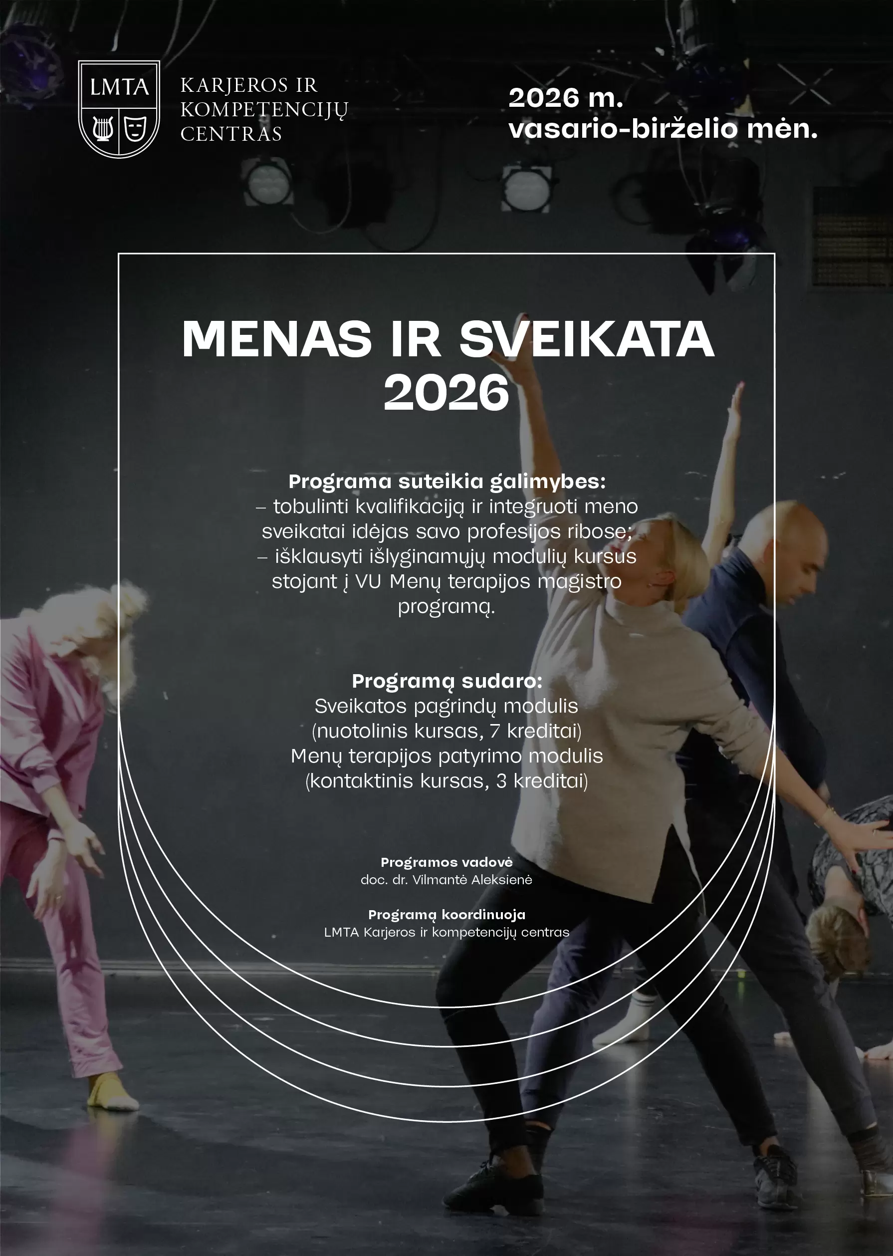 Pirkti bilietus Neformalaus suaugusiųjų švietimo programa „Menas ir sveikata 2026“ Vilnius, Online/Zoom Vasaris 04 - Birželis 20