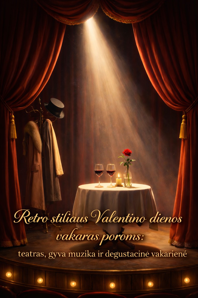 Pirkti bilietus Retro stiliaus Valentino dienos vakaras poroms: teatras, gyva muzika ir degustacinė vakarienė Vilnius, Naujasis teatras Vasaris 14